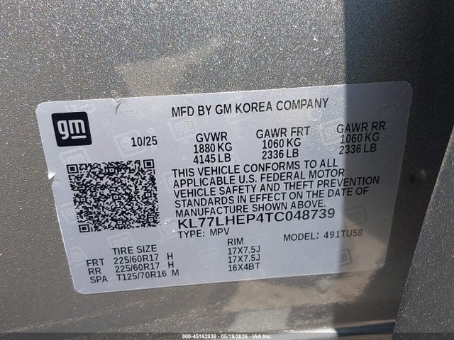 KL77LHEP4TC048739 Chevrolet Trax Fwd Lt