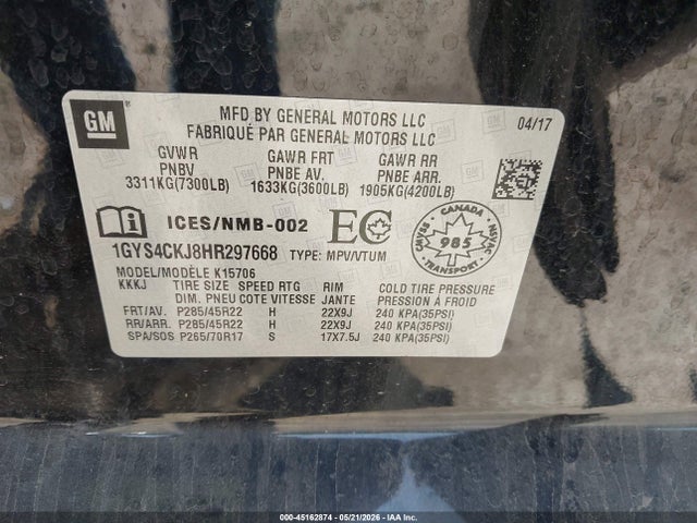 Продажа на аукционе авто 2017 Cadillac Escalade Premium Luxury, vin: 1GYS4CKJ8HR297668, номер лота: 45162874
