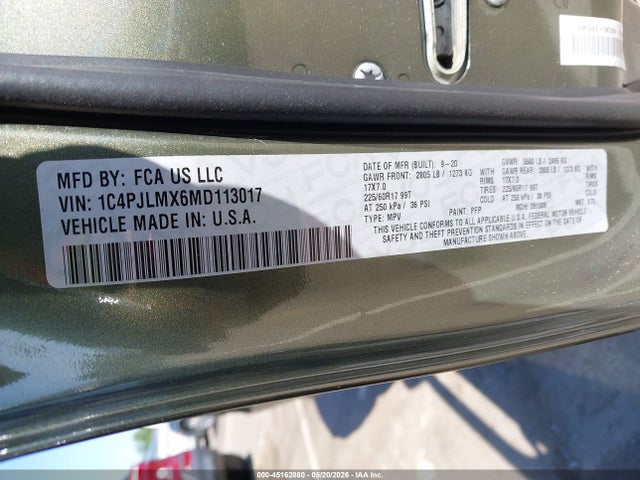 Продажа на аукционе авто 2021 Jeep Cherokee Latitude Lux Fwd, vin: 1C4PJLMX6MD113017, номер лота: 45162880