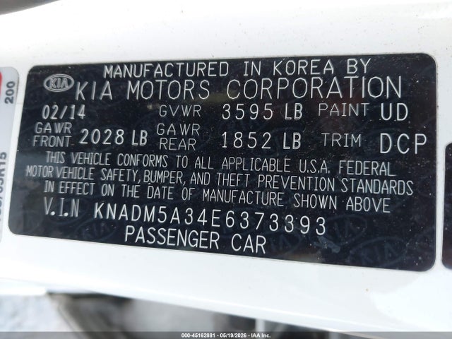 Продажа на аукционе авто 2014 Kia Rio Lx, vin: KNADM5A34E6373393, номер лота: 45162881