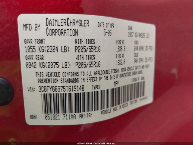 Продажа на аукционе авто 2005 Chrysler Pt Cruiser Limited, vin: 3C8FY68B75T619148, номер лота: 45162894