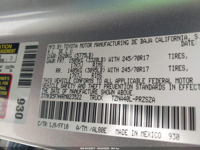 3TMKB5FN4RM023522 Toyota Tacoma Sr5