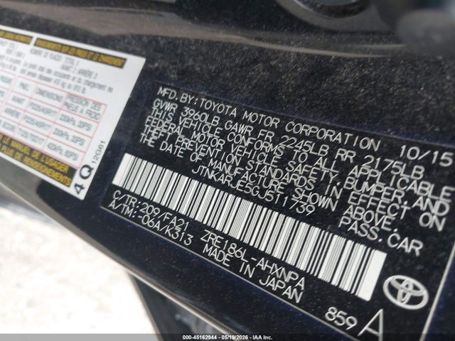 45162944 :رقم المزاد ، JTNKARJE5GJ511739 vin ، 2016 Scion Im مزاد بيع