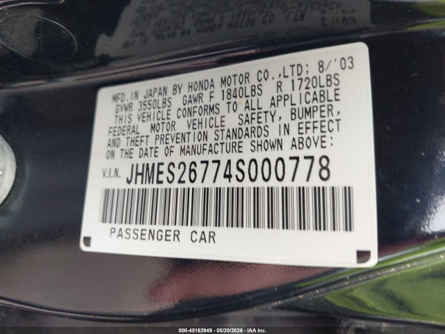 Продажа на аукционе авто 2004 Honda Civic Ex, vin: JHMES26774S000778, номер лота: 45162949