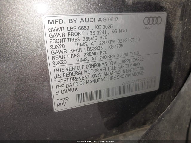 WA1LAAF70JD002906 Audi Q7 3.0t Premium