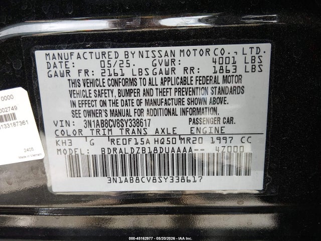 Продажа на аукционе авто 2025 Nissan Sentra Sv, vin: 3N1AB8CV8SY338617, номер лота: 45162977