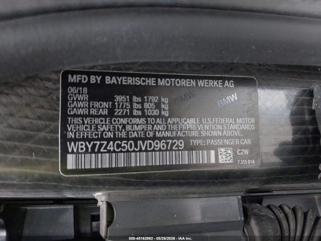 WBY7Z4C50JVD96729 BMW I3 94ah W/range Extender