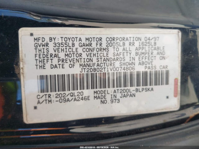 Aukcja sprzedaży 1997 Toyota Celica St Limited Edition Pkg., vin: JT2DB02T1V0074806, numer aukcji: 45163018
