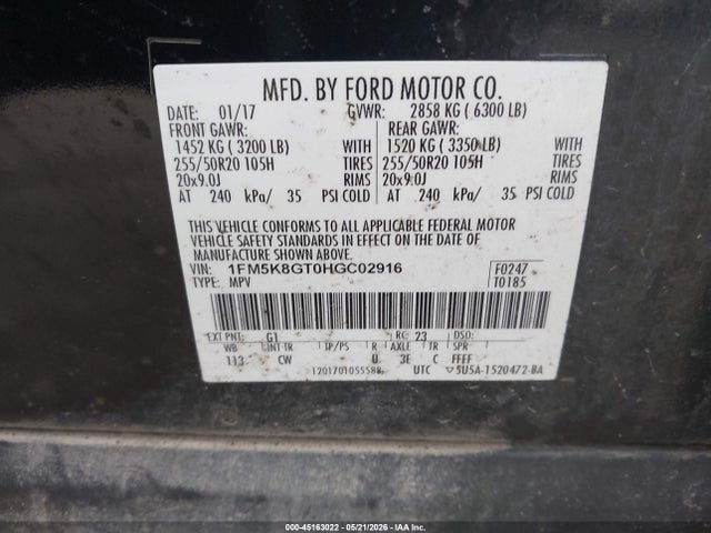 1FM5K8GT0HGC02916 Ford EXPLORER SPORT