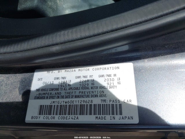 Aukcja sprzedaży 2014 Mazda Mazda6 I Grand Touring, vin: JM1GJ1W60E1129628, numer aukcji: 45163025