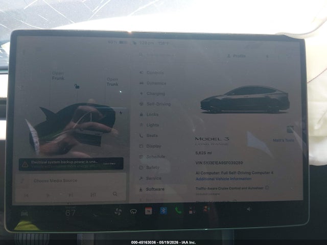 45163036 :رقم المزاد ، 5YJ3E1EA9SF039289 vin ، 2025 Tesla Model 3 Long Range Rear-wheel Drive/standard Rear-wheel Drive مزاد بيع