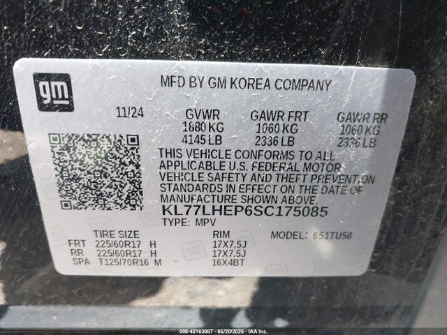 Продажа на аукционе авто 2025 Chevrolet Trax Fwd Lt, vin: KL77LHEP6SC175085, номер лота: 45163087