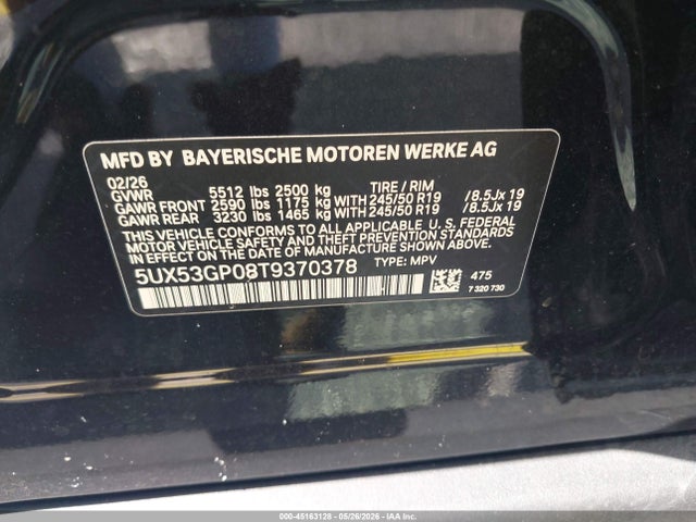Продажа на аукционе авто 2026 Bmw X3 30 Xdrive, vin: 5UX53GP08T9370378, номер лота: 45163128