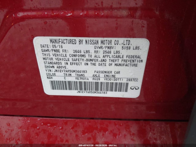 Продаж на аукціоні авто 2016 Infiniti Q50 3.0t Premium, vin: JN1EV7AR5GM344183, номер лоту: 45163130