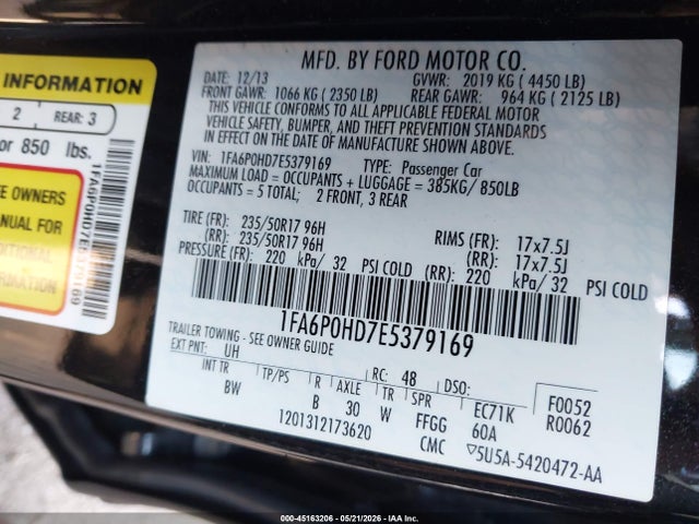 Aukcja sprzedaży 2014 Ford Fusion Se, vin: 1FA6P0HD7E5379169, numer aukcji: 45163206
