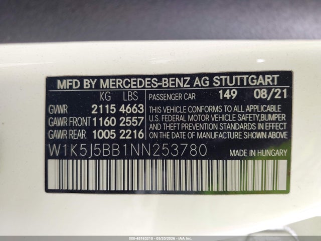 Продаж на аукціоні авто 2022 Mercedes-benz Amg Cla 35 4matic, vin: W1K5J5BB1NN253780, номер лоту: 45163218