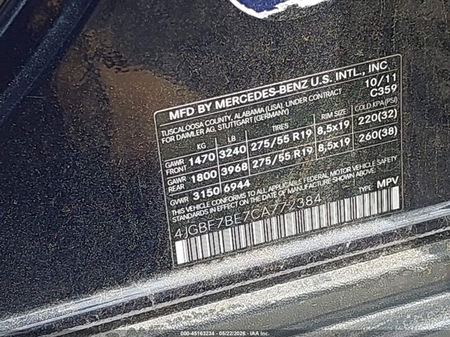 Продаж на аукціоні авто 2012 Mercedes-benz Gl 450 4matic, vin: 4JGBF7BE7CA772384, номер лоту: 45163234