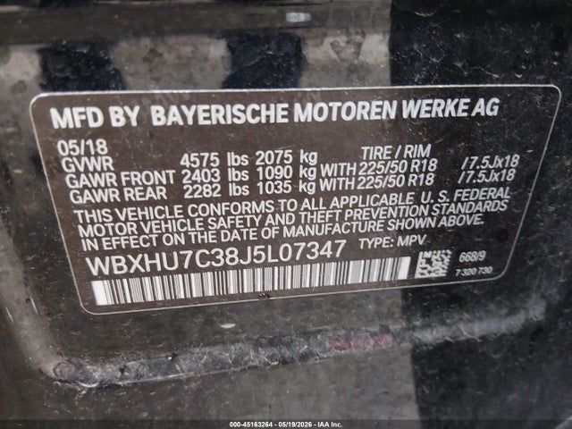 Продаж на аукціоні авто 2018 Bmw X1 Sdrive28i, vin: WBXHU7C38J5L07347, номер лоту: 45163264