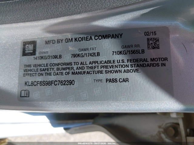Chevrolet Spark 2lt Cvt 2015 KL8CF6S98FC762390 Image 9