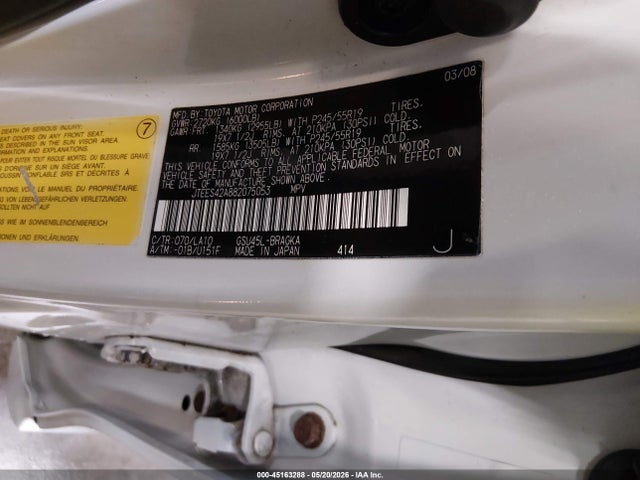 Aukcja sprzedaży 2008 Toyota Highlander Limited, vin: JTEES42A882075053, numer aukcji: 45163288