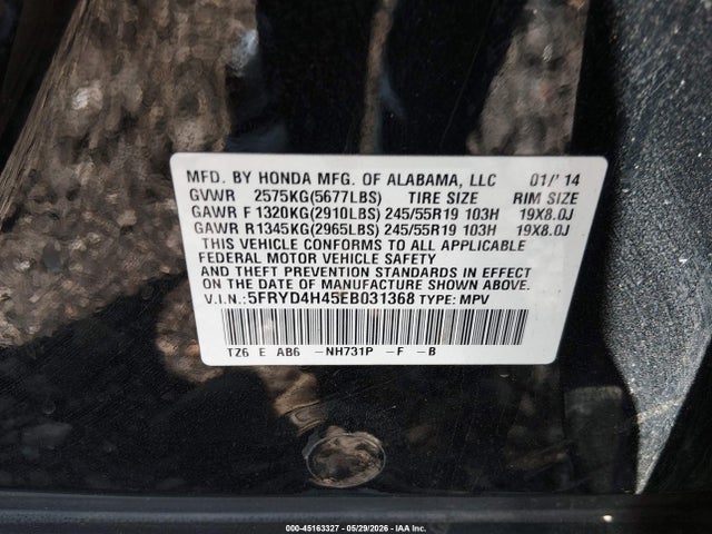 Aukcja sprzedaży 2014 Acura Mdx Technology Package, vin: 5FRYD4H45EB031368, numer aukcji: 45163327