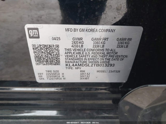 Auction sale of the 2026 Buick Encore Gx Sport Touring Fwd, vin: KL4AMDSL2TB013293, lot number: 45163417