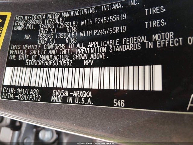 Aukcja sprzedaży 2015 Toyota Highlander Hybrid Limited Platinum V6, vin: 5TDDCRFH8FS010582, numer aukcji: 45163461