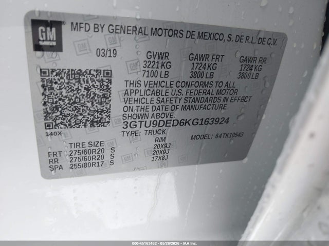 GMC Sierra 1500 Slt 2019 3GTU9DED6KG163924 Image 9
