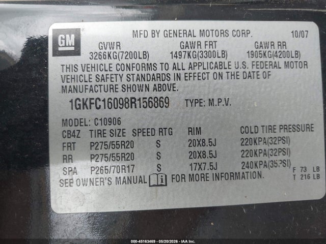 Продажа на аукционе авто 2008 Gmc Yukon Xl C1500, vin: 1GKFC16098R156869, номер лота: 45163469