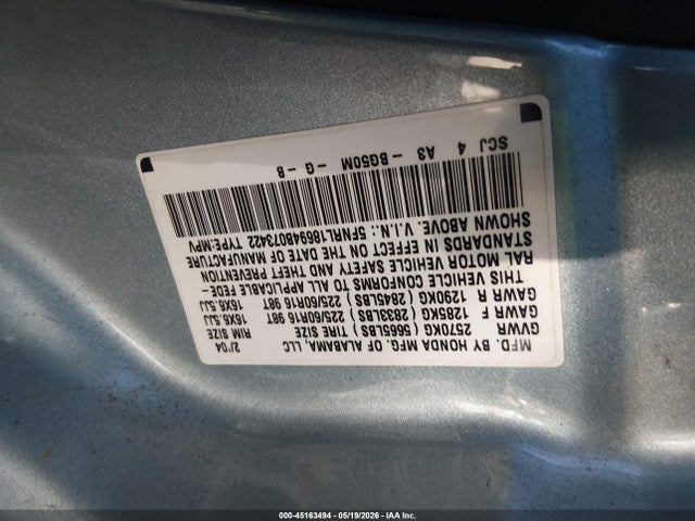 Продаж на аукціоні авто 2004 Honda Odyssey Ex, vin: 5FNRL18694B073422, номер лоту: 45163494