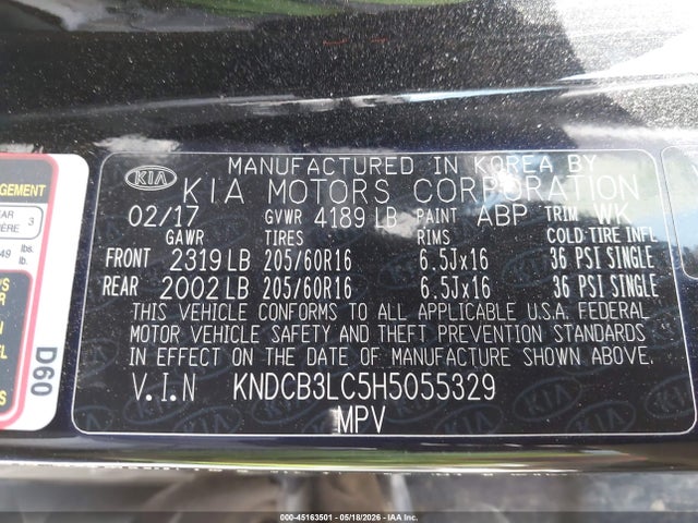 45163501 :رقم المزاد ، KNDCB3LC5H5055329 vin ، 2017 Kia Niro Lx مزاد بيع