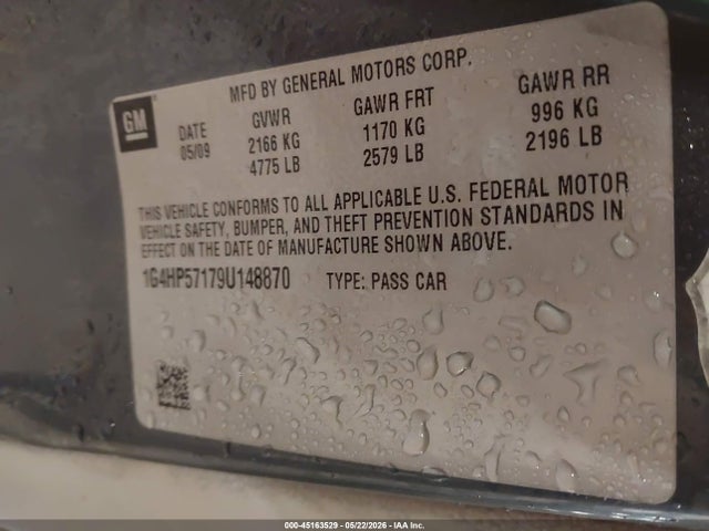 45163529 :رقم المزاد ، 1G4HP57179U148870 vin ، 2009 Buick Lucerne Cx مزاد بيع