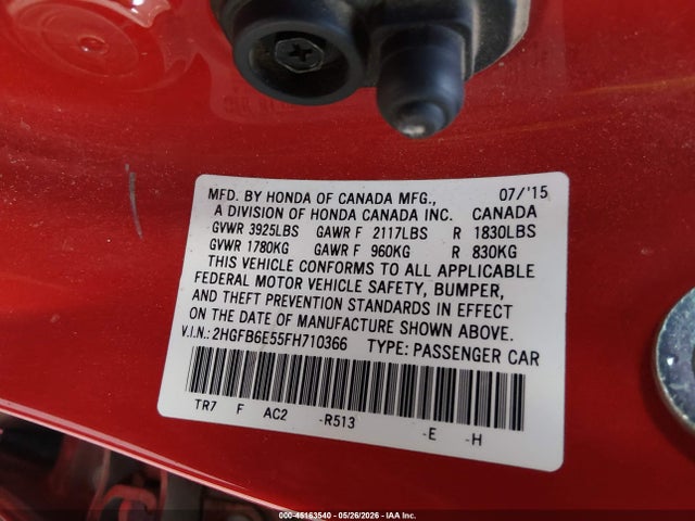 Honda CIVIC SI 2015 2HGFB6E55FH710366 Image 9