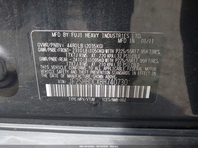 Aukcja sprzedaży 2011 Subaru Forester 2.5x Premium, vin: JF2SHBDCXBH740730, numer aukcji: 45163582