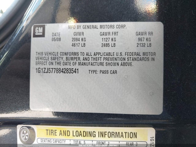 Продажа на аукционе авто 2008 Chevrolet Malibu Lt, vin: 1G1ZJ577884283541, номер лота: 45163603