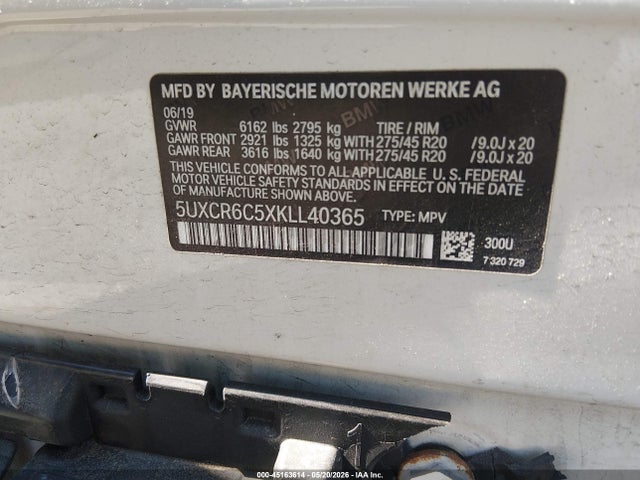 Продаж на аукціоні авто 2019 Bmw X5 Xdrive40i, vin: 5UXCR6C5XKLL40365, номер лоту: 45163614