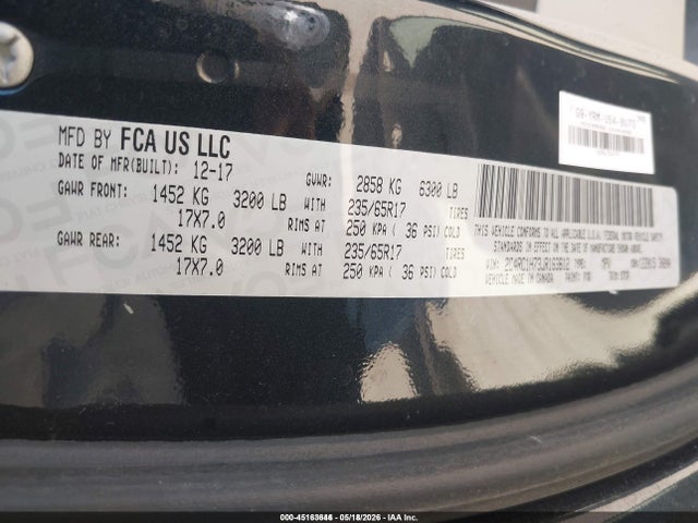 45163646 :رقم المزاد ، 2C4RC1H73JR163612 vin ، 2018 Chrysler Pacifica Hybrid Touring Plus مزاد بيع