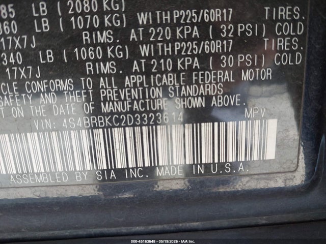 2013 Subaru Outback 2.5i Limited მანქანა იყიდება აუქციონზე, vin: 4S4BRBKC2D3323614, აუქციონის ნომერი: 45163648