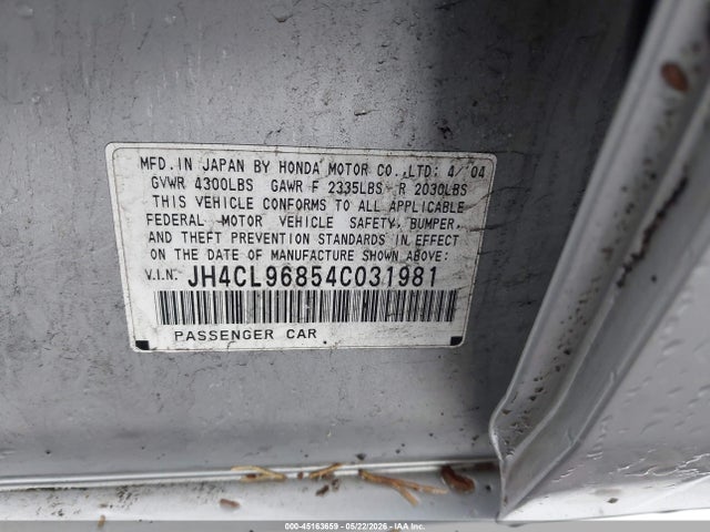 2004 Acura Tsx მანქანა იყიდება აუქციონზე, vin: JH4CL96854C031981, აუქციონის ნომერი: 45163659