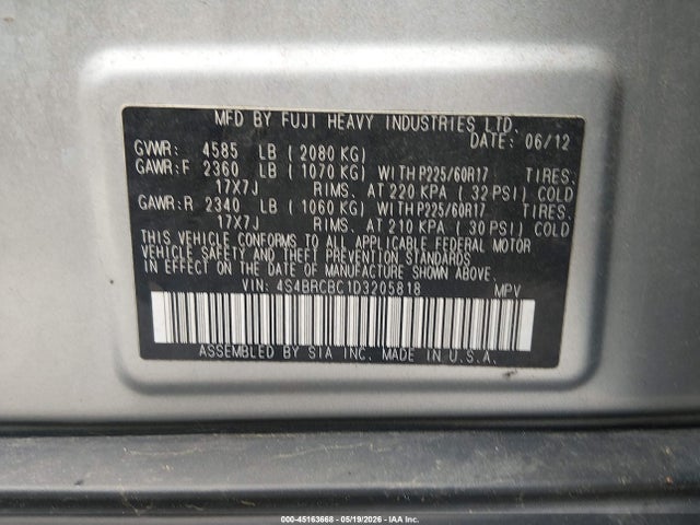 Продаж на аукціоні авто 2013 Subaru Outback 2.5i Premium, vin: 4S4BRCBC1D3205818, номер лоту: 45163668