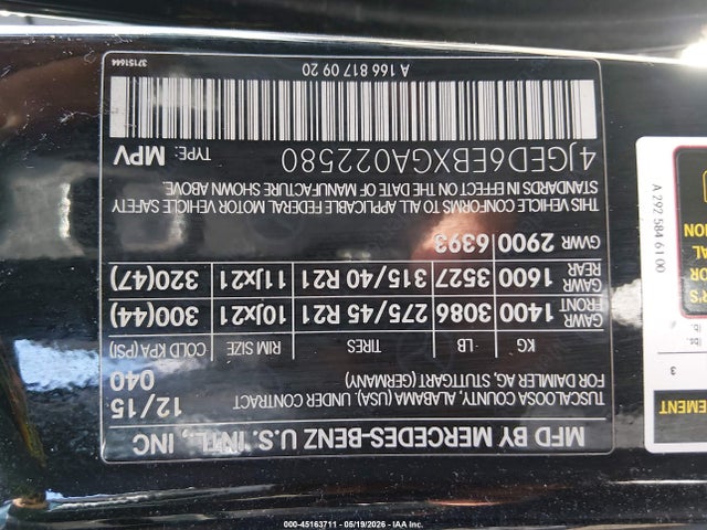 Aukcja sprzedaży 2016 Mercedes-benz Gle 450 Amg Coupe 4matic, vin: 4JGED6EBXGA022580, numer aukcji: 45163711