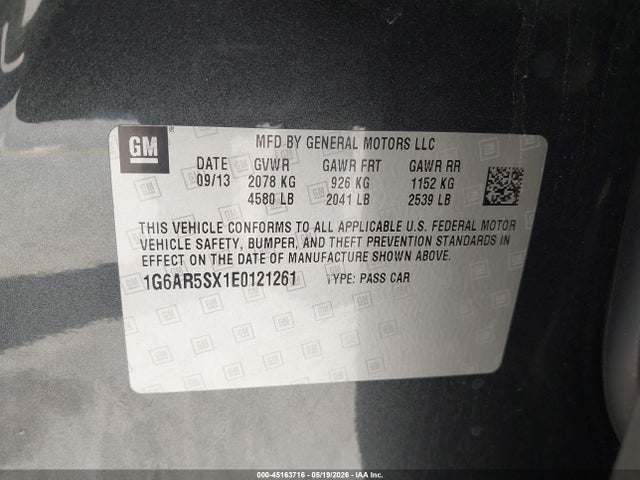 45163716 :رقم المزاد ، 1G6AR5SX1E0121261 vin ، 2014 Cadillac Cts Luxury مزاد بيع