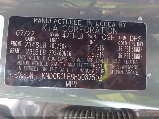 Aukcja sprzedaży 2023 Kia Niro Ex, vin: KNDCR3LE8P5037502, numer aukcji: 45163731