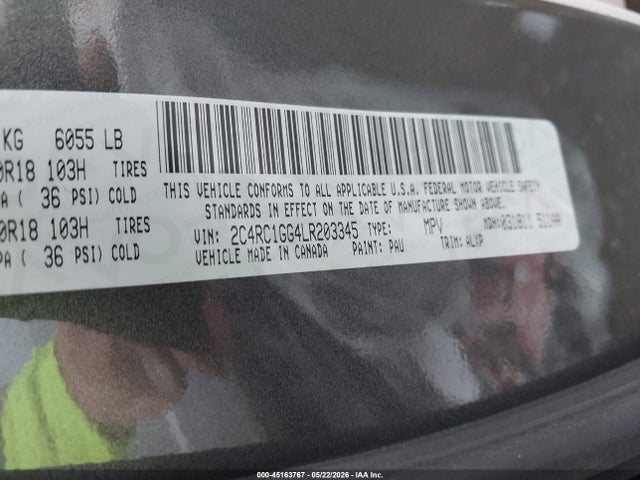 Продаж на аукціоні авто 2020 Chrysler Pacifica Limited, vin: 2C4RC1GG4LR203345, номер лоту: 45163767