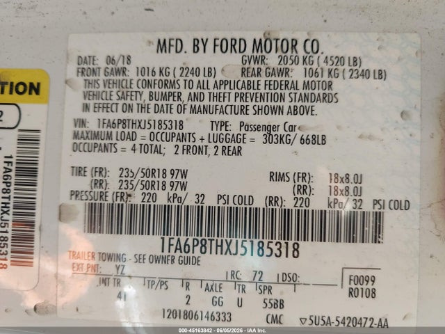 Ford Mustang Ecoboost 2018 1FA6P8THXJ5185318 Image 9
