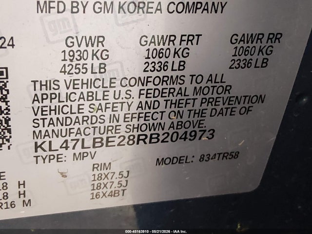 Продажа на аукционе авто 2024 Buick Envista Sport Touring Fwd, vin: KL47LBE28RB204973, номер лота: 45163910