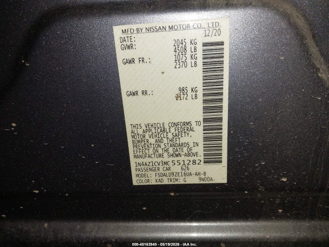 1N4AZ1CV3MC551282 Nissan Leaf Sv 40 Kwh