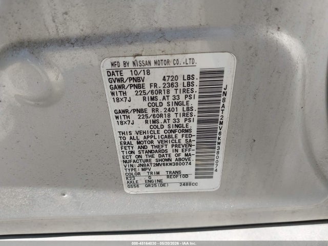 Nissan ROGUE SV 2019 JN8AT2MV6KW380074 Image 9