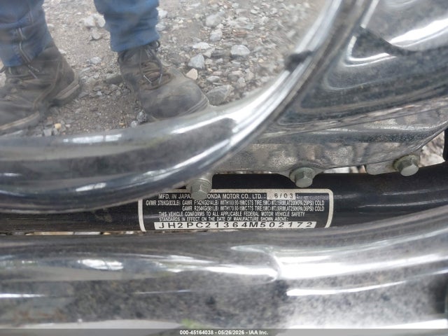 45164038 :رقم المزاد ، JH2PC21364M502172 vin ، 2004 Honda Vt600 Cd مزاد بيع
