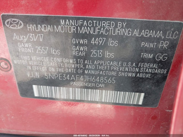 Hyundai SONATA SEL 2018 5NPE34AF4JH648565 Image 9